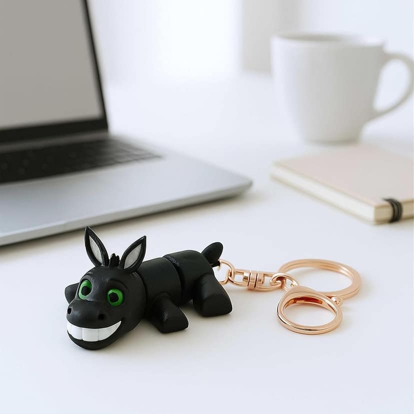Farm Buddies 3D Printed Keychains – Articulated Animal Toys, Pocket-Friendly Keyrings, Stress Relief Desk Toys for Kids & Adults, Collectible Accessories (Wookey – The Donkey, Medium) view 3
