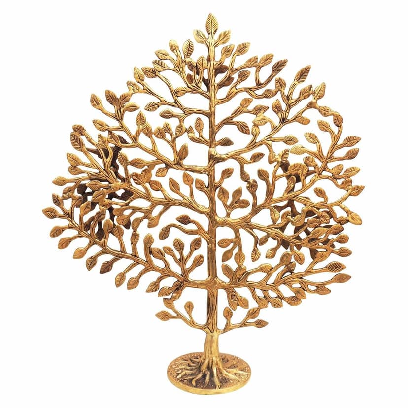 Brass Tree Statue with Round Base - Premium Home Decor Showpiece, Height : 20.5 Inch (BSMAS1295 E) view 2