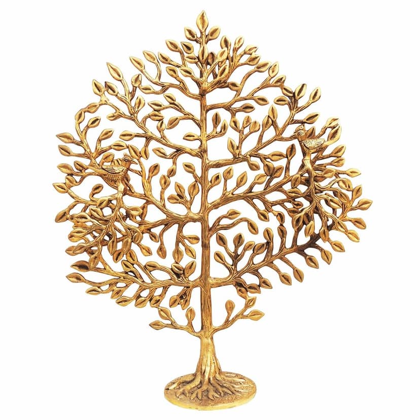Brass Tree Statue with Round Base - Premium Home Decor Showpiece, Height : 20.5 Inch (BSMAS1295 E) view 3