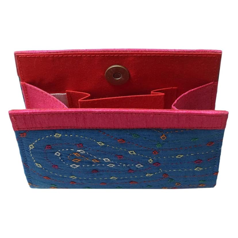 Garvi Gurjari Blue Cotton Women's Clutch (GSHHDCL256) view 3
