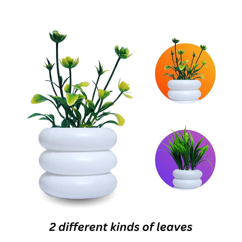 Artificial Green Wheat Grass Plants with Decorative Pots, Set of 2 view 4