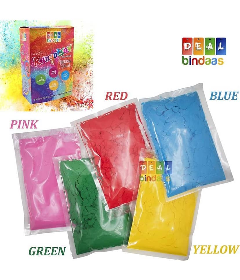 Dealbindaas Rangotasav Holi Colour Herbal Gulal 250 GMS 5 Shades| NonToxic | Eco Friendly | 100% Safe Holi Color Powder, 250gm. (5pcs X 50gm) Pack of 1 view 2