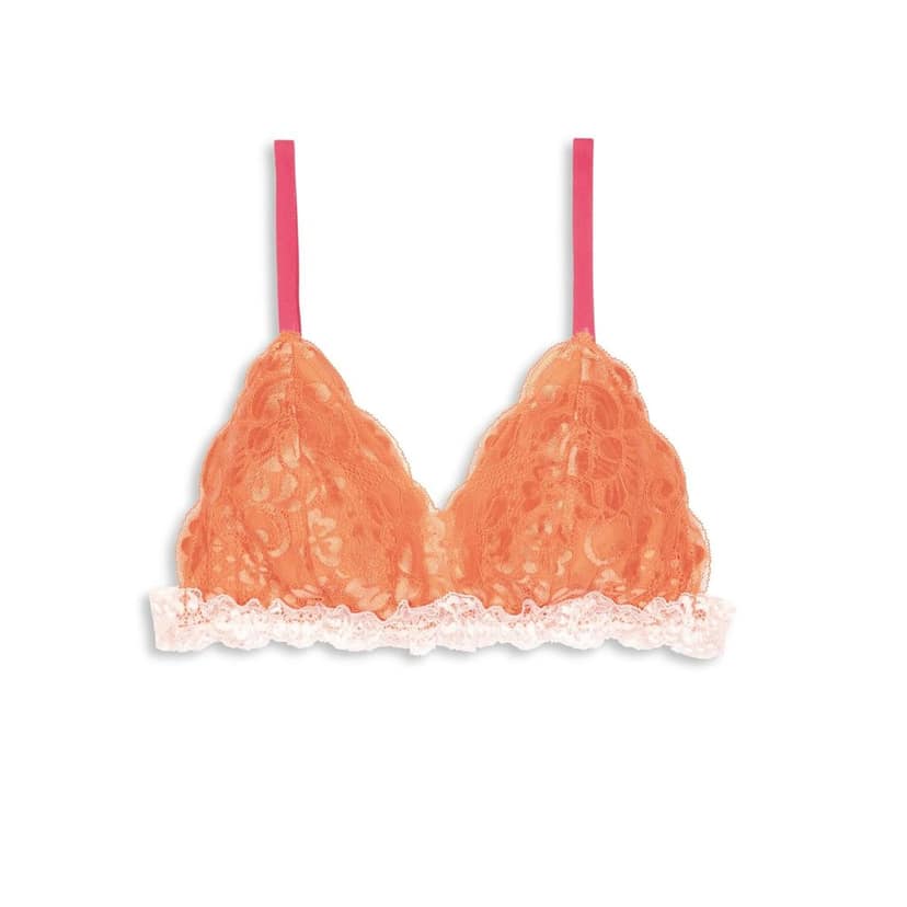 Sheluxe Women’s Soft Lace Triangle Bralette with Adjustable Straps and Two-Tone Lace Trim – Wire-Free for Everyday Comfort Orange view 4
