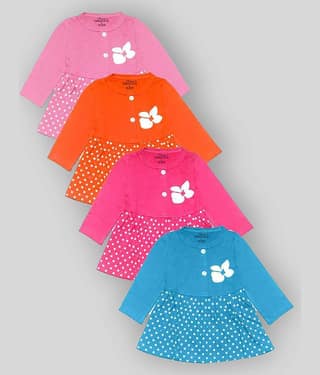 Babeezworld Pack of 4 Baby Girls Cotton Frock ( Multi )