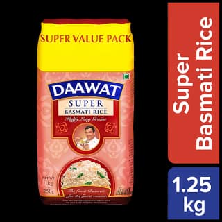 Daawat Basmati Rice/Basmati Akki - Super, 1 Kg 250 G Extra