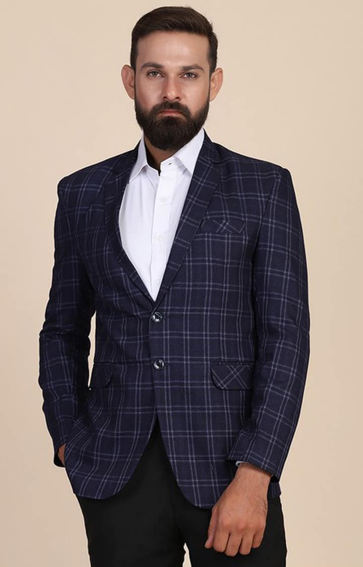 Tahvo Men Tweed Blue Check Blazer