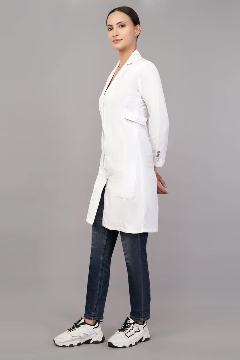 Women's White Lab Coat - Professional Medical Uniform Long Sleeve Doctor's Coat view 2