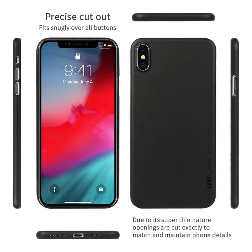 Memumi Slim Series Ultra Thin Back Cover for Apple iPhone X / 10, 0.3 mm Thin - Black (5.8") view 4