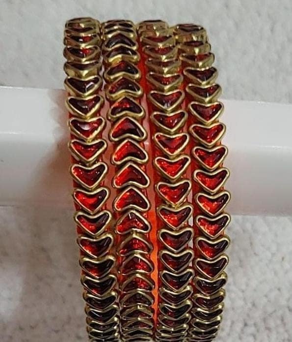 Red and Gold Glass Bangle Set view 2