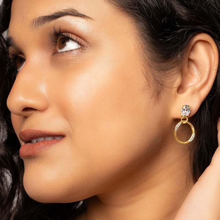 18k Gold Plated Silver Lustrous Earrings view 2