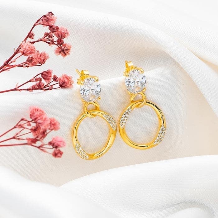 18k Gold Plated Silver Lustrous Earrings view 3