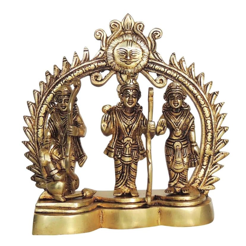 Brass Ram Darbar Decorative Idol | Ram Parivar Murti for Mandir, Height : 7.5 Inch (BSMAS1394 I) view 2