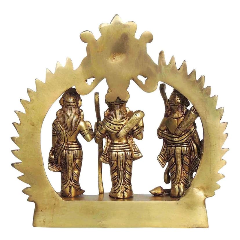 Brass Ram Darbar Decorative Idol | Ram Parivar Murti for Mandir, Height : 7.5 Inch (BSMAS1394 I) view 3