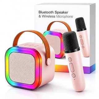 Portable Karaoke Speaker with Wireless Microphone and 5 Voice Changing Effects