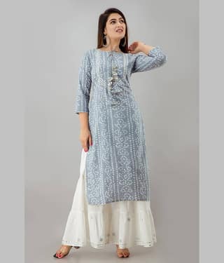 NeshamaKurti - Grey Rayon Women's Straight Kurti ( Pack of 1 )