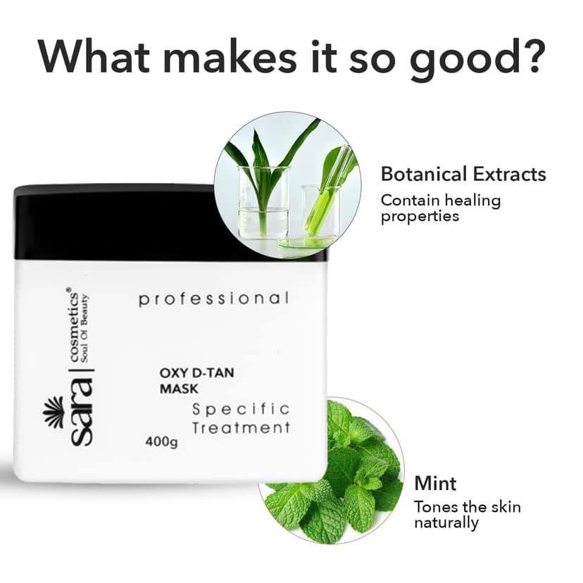 SARA Oxy D-TAN® Mask - 400g | Instant Tan Removal & Glowing Skin | Suitable for All Skin Types | Unisex De-Tan Solution view 2
