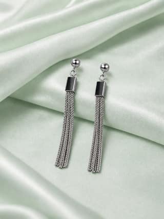 AXORA LIFE 925 Sterling Silver Minimalist Silver Chain Tassel Drop Earrings