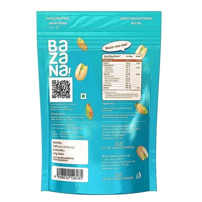 Bazana Roasted Salted Pistachios 180g | A Delicious and Healthy Roasted Snack with Pista with Shell | Tasty Nuts view 5