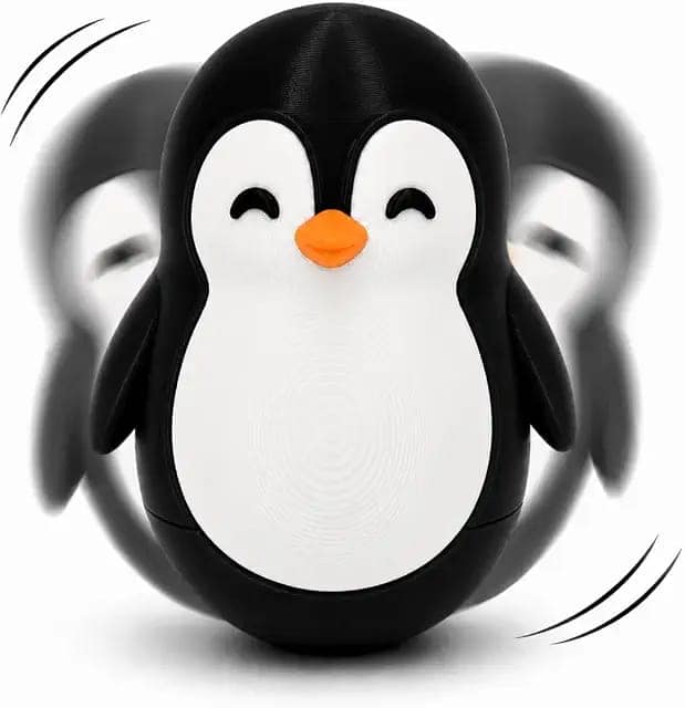 Roly Poly Penguin Wobbler|Cute Self-Righting Penguin Desk Toy|Stress Relief Fidget Toy|Mini Penguin Collectible|Office Desk Decor & Gift (Emperor Black, 1 pc) view 3