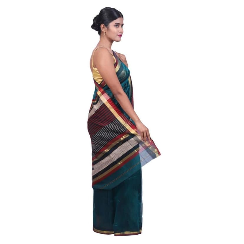 HANDLOOM MAHESHWARI TRADITIONAL SAREE WITH BLOUSE (SKU - 3G0207010422 SAREE- 137) view 2