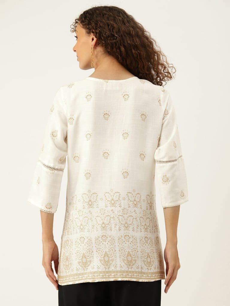 Ethnic Motifs Printed Kantha Work Pure Cotton Kurti view 4