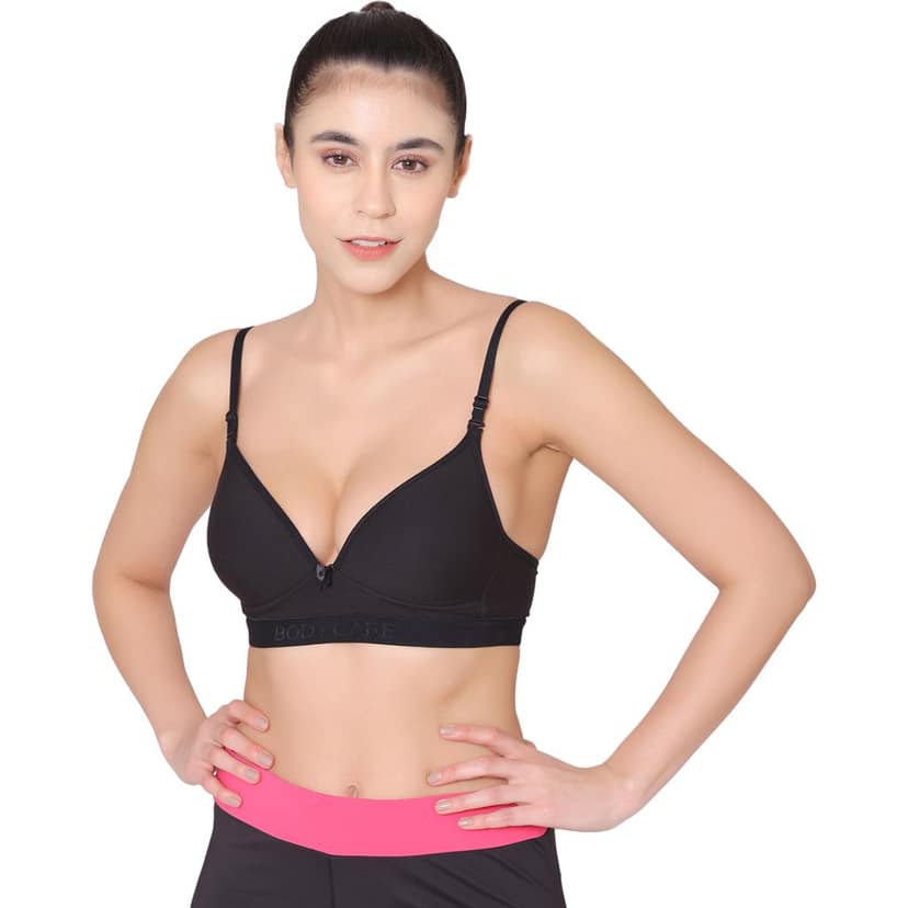 Bodycare Cotton Spandex Padded Non wired Tshirt Bra-Pack of 3 view 2