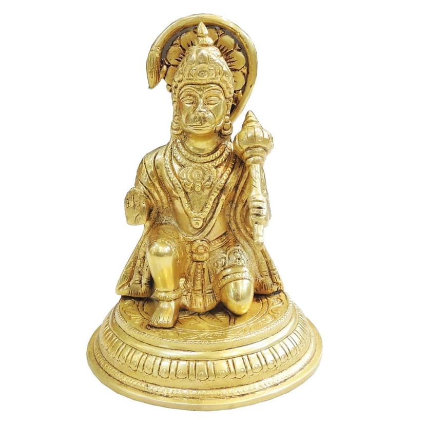 Brass Hanuman Ji Idol Statue | Lord Hanuman Murti | Bajrangbali God Statue for Home Temple, Height : 7 Inch (BSMAS1032 F) view 2
