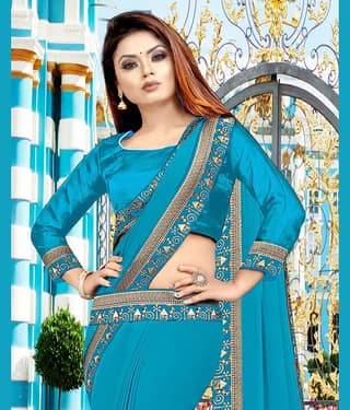WXW Fashion Lycra Solid Regular Saree With Unstitched Blouse Piece ( Black )