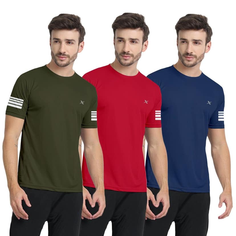 FTX Men Solid Round Neck Tshirt Pack Of 3
