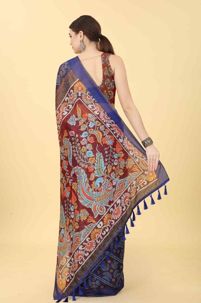 Women's Kalamkari Digital Printed Saree view 3