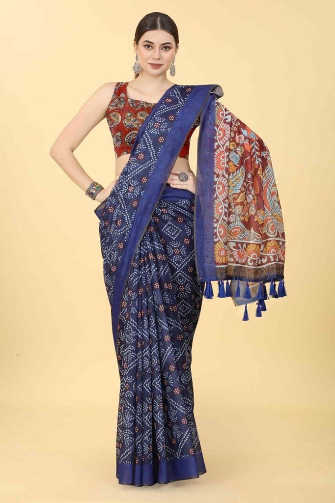 Women's Kalamkari Digital Printed Saree view 4