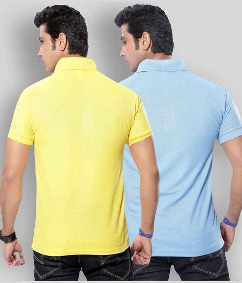 SKYRISE Pack of 2 Cotton Blend Slim Fit Solid Half Sleeves Men's Polo T Shirt ( Multicolor ) view 2