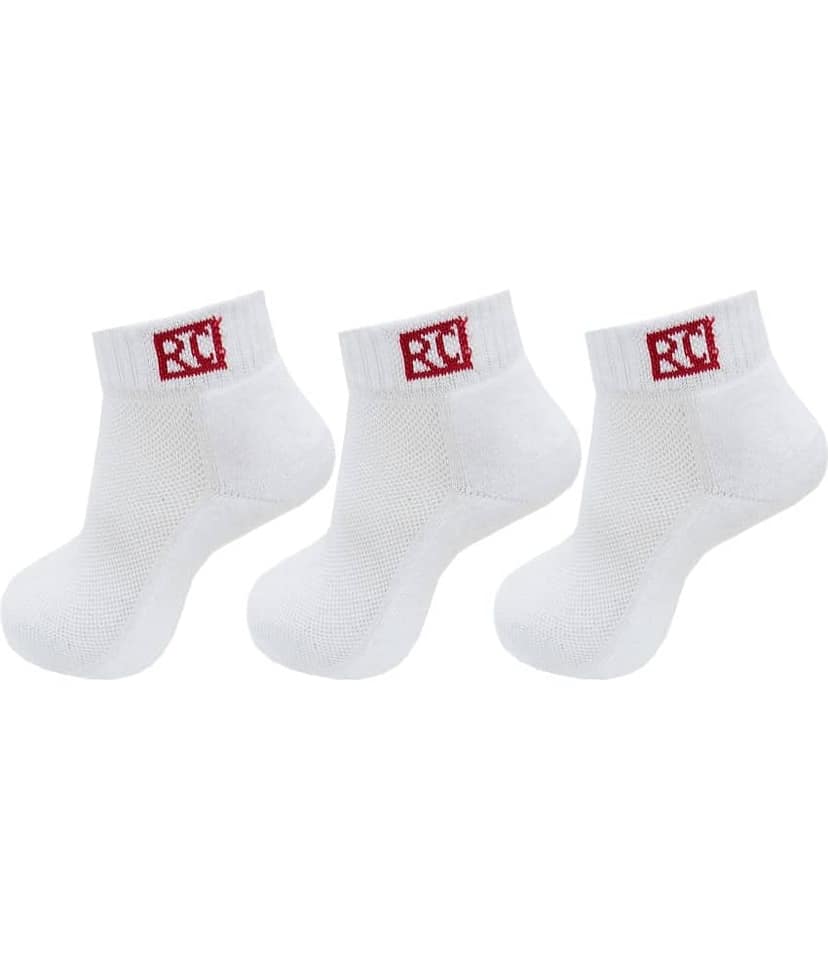 RC. ROYAL CLASS - Cotton Men's Self Design White Ankle Length Socks ( Pack of 3 )