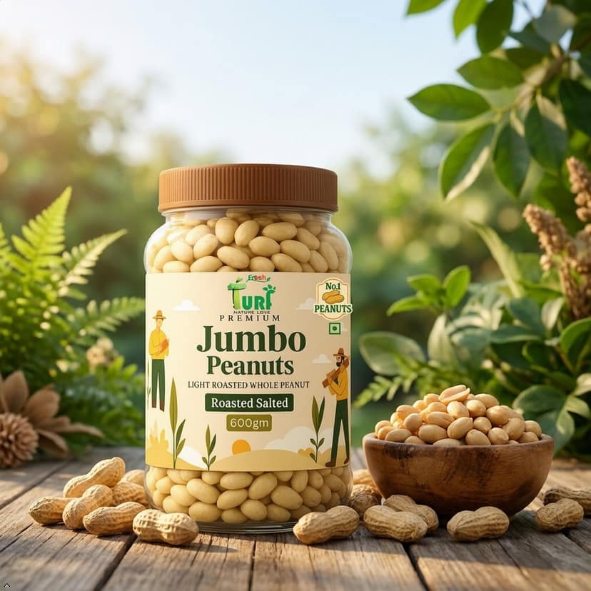 TURF FRESH - Jumbo Roasted Salted Peanuts | Bharuch Gujarat Special Mungfali Dana Namkeen | Grade A Premium Peanut Seeds Without Skin | Healthy Snack & Chakna view 4