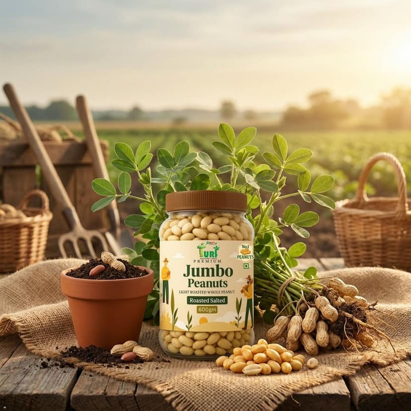 TURF FRESH - Jumbo Roasted Salted Peanuts | Bharuch Gujarat Special Mungfali Dana Namkeen | Grade A Premium Peanut Seeds Without Skin | Healthy Snack & Chakna view 5