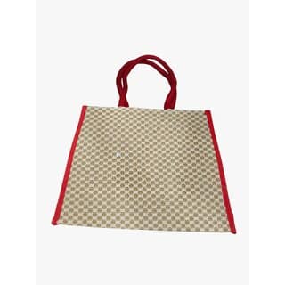 handcrafted jute tote handbag for womens Multipurpose Bag (Red, 4 L) view 2