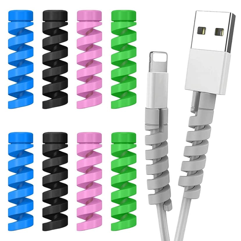 Essentials Spiral Cable Protector Cord Saver for Mac Charger, iPhone Charger, Wire Protector, Lightweight Durable Flexible Wire Winder for Charging Cables, Data Cables, Earphones, Pack of 12 view 3