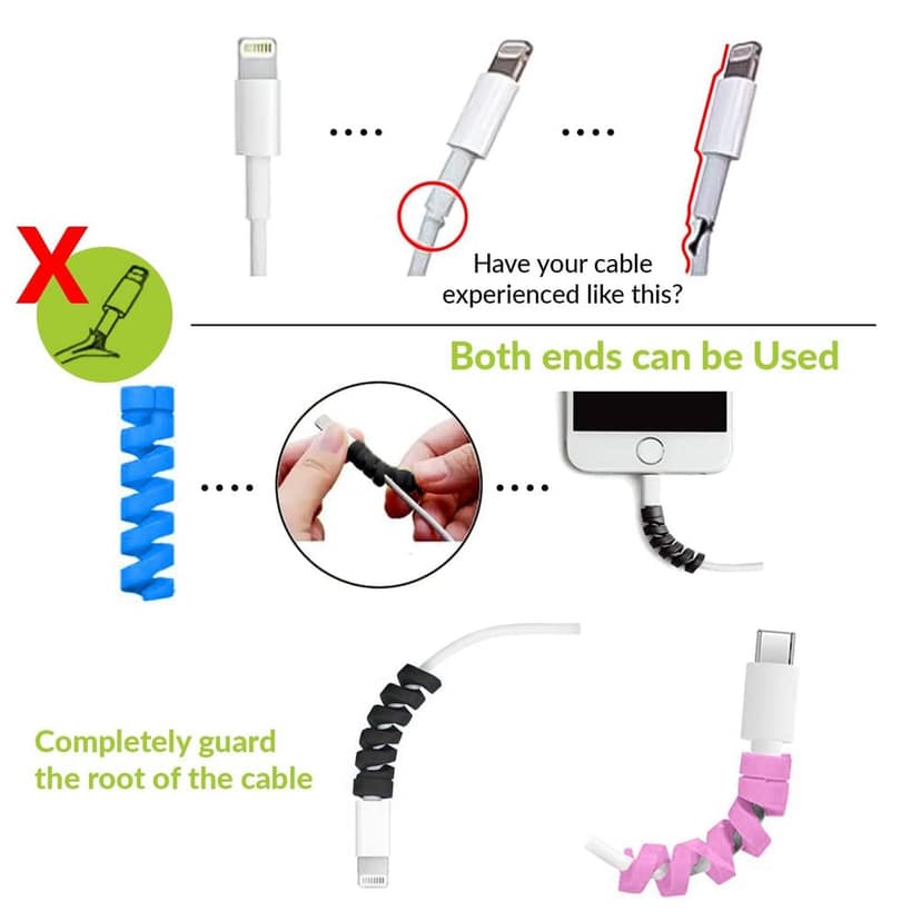 Essentials Spiral Cable Protector Cord Saver for Mac Charger, iPhone Charger, Wire Protector, Lightweight Durable Flexible Wire Winder for Charging Cables, Data Cables, Earphones, Pack of 12 view 4