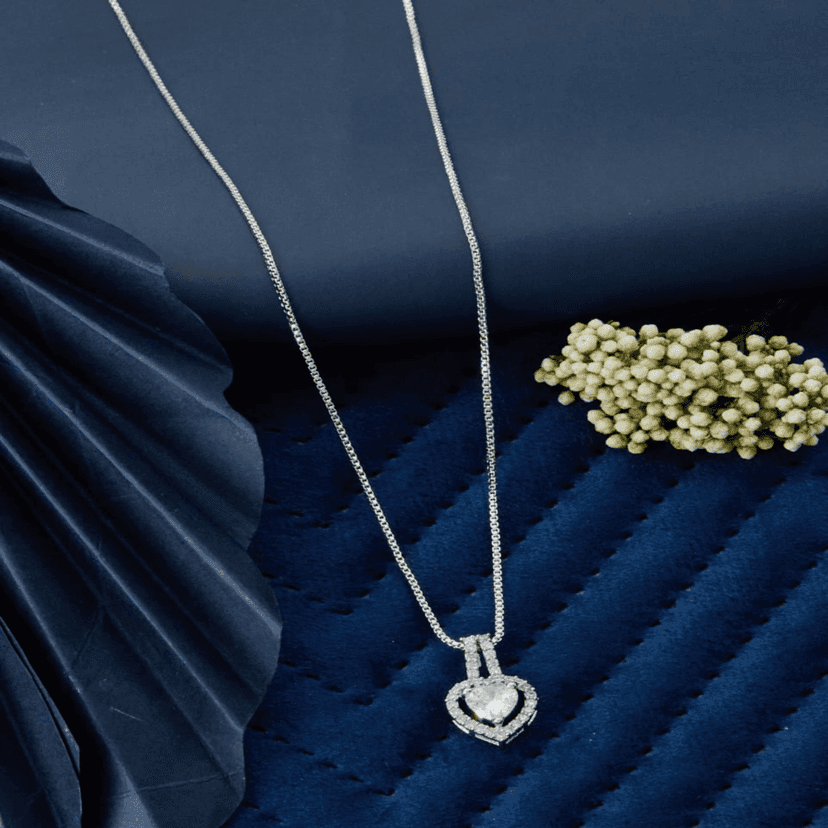 fancy Sliver A.D Chain Pendant For Girls And Women's (1) & Silver Diamond Oxidised Earrings Jhumka (9) & AD Stone Silver Free Size Finger Ring (COMBO PACK OF 2 PIC & 1 PAIRS) view 3