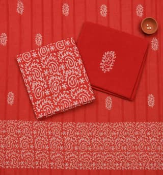 Handcrafted Batik Print Unstitched 3-Piece Cotton Suit Set