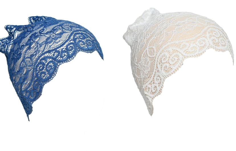 Girls and Womens Hijab Cap Hijab Headband, Under Hijab Scarf Blue and White Naqab Head Scarf (2 pcs) view 2