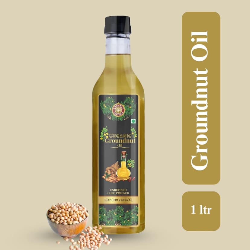 Organic Nation Groundnut Oil 1 Ltr | Cold Pressed | 100% Pure & Natural | No Chemicals | Ideal for Cooking, Frying & Baking view 2