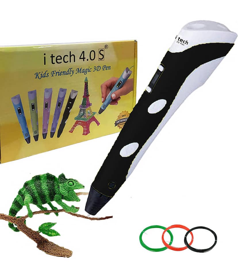 Itech Black Kids Friendly Magic 3D Pen Super Value Pack