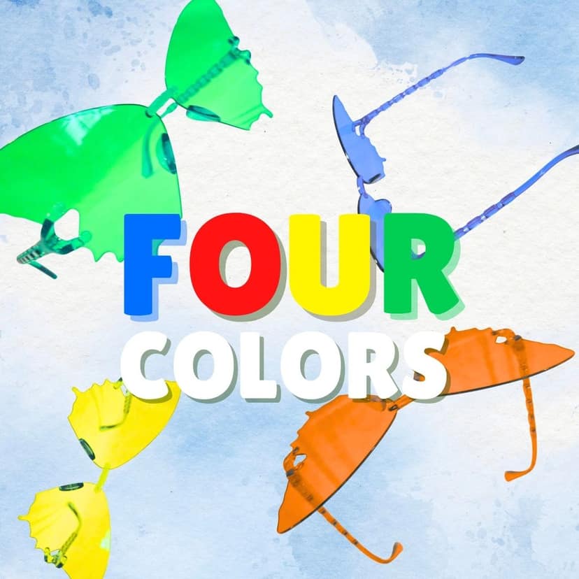 Butterfly Themed Multicolor Rimless Sunglases for Kids & Adults - 4PC view 3