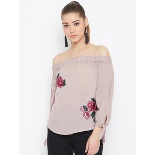 Purys Women Beige Floral Regular Top view 2