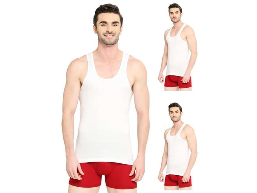 VIP Supreme Men's 100% Cotton White Vest, Moisture Absorbent Inner wear for Men - Pack of 3 - L