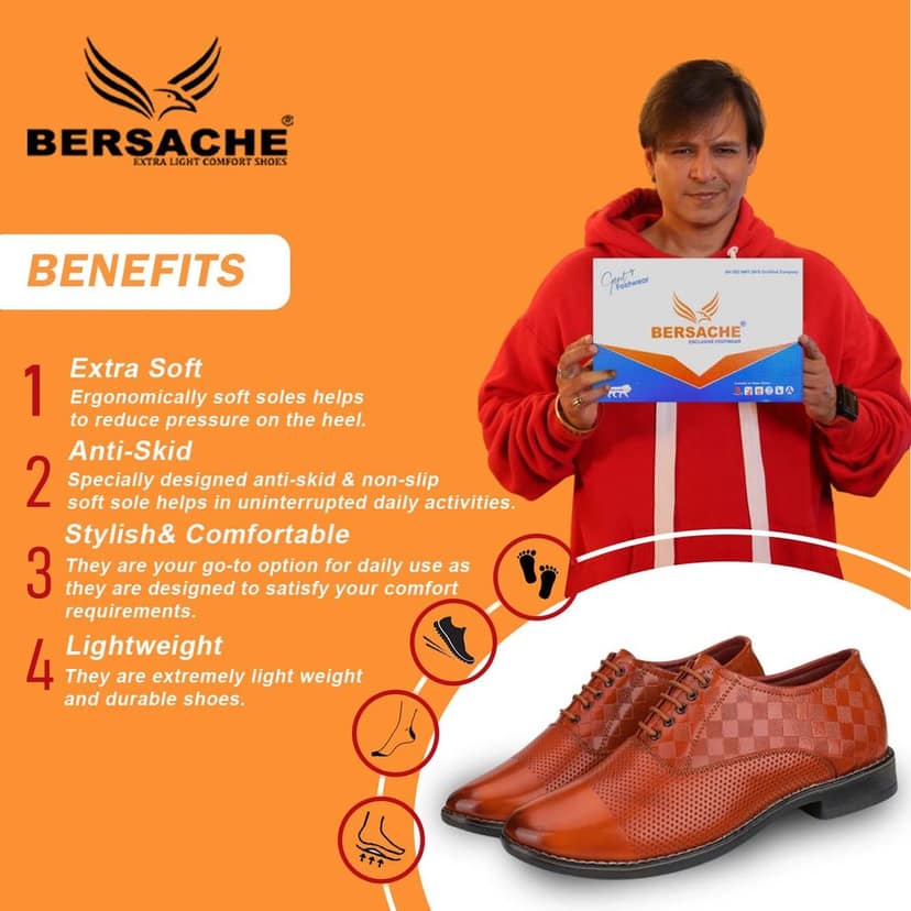 Bersache men Comfortable stylish trending formal shoe Derby For Men's view 2