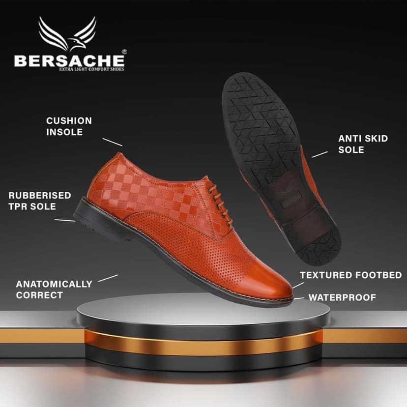 Bersache men Comfortable stylish trending formal shoe Derby For Men's view 5
