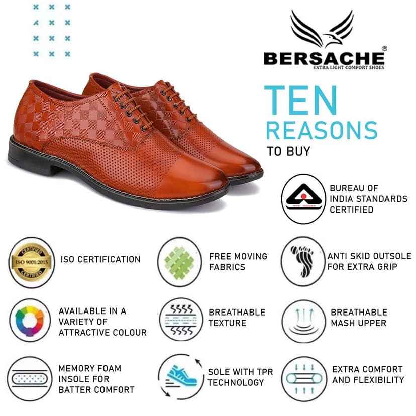 Bersache men Comfortable stylish trending formal shoe Derby For Men's view 7