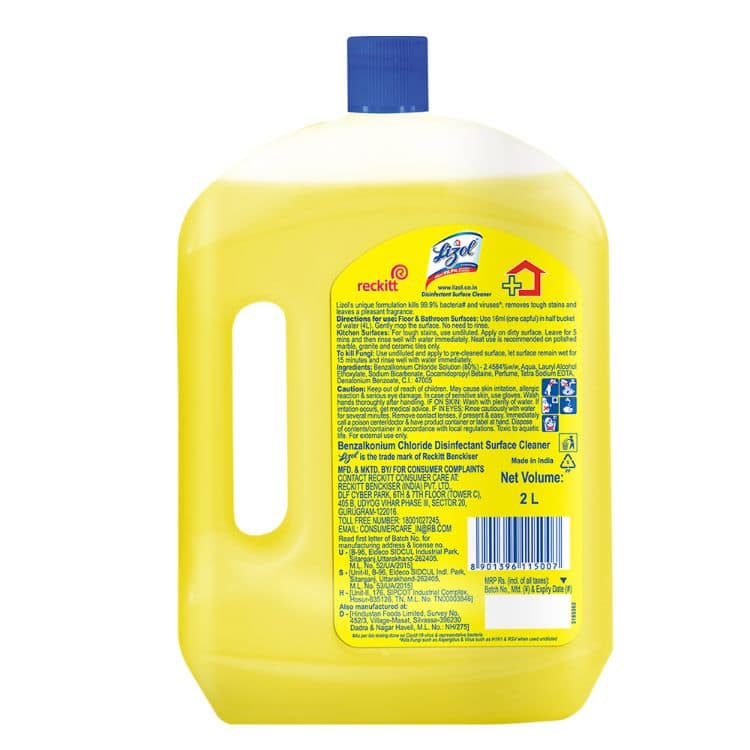 Lizol Disinfectant Surface & Floor Cleaner Liquid, Citrus - 2 L view 2